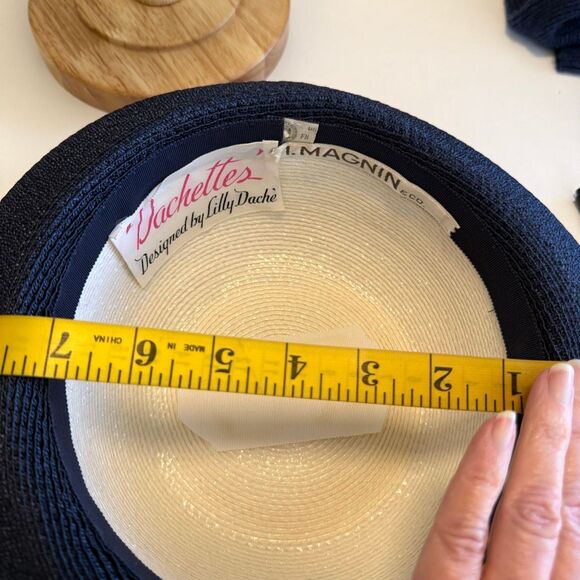 Vintage Dachettes’ I. Magnin Hat White, Blue & Red Straw Fascinator Old Money main image 9